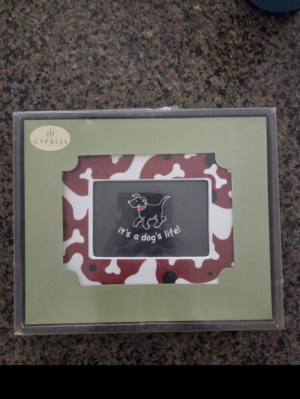 Cypress Ceramic Photo Frame Dog Bone Pattern Picture Red & White 5 X 7